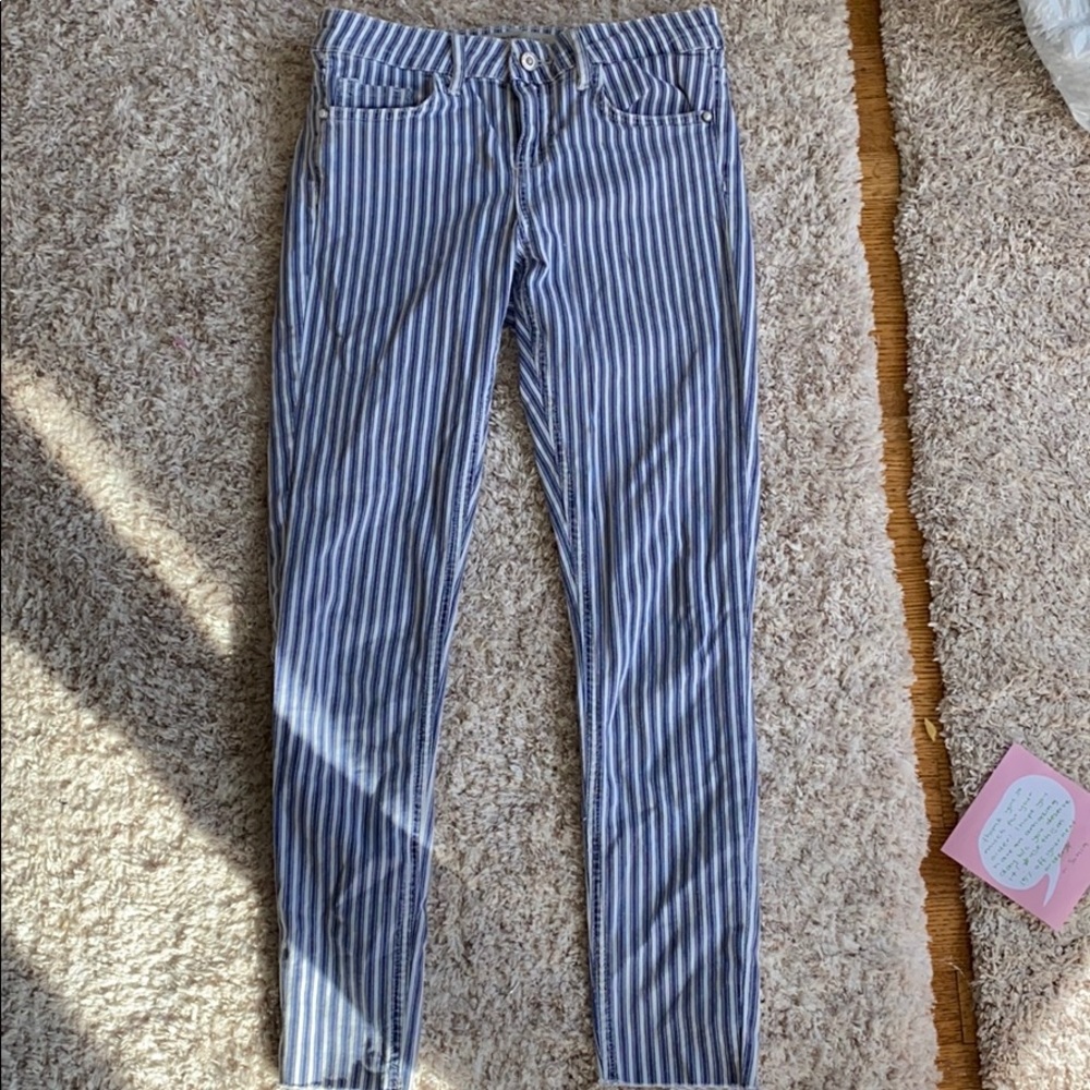Zara blue and white stripped jeans
